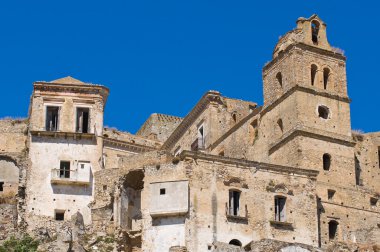 Manzarayı Craco. Basilicata. Güney İtalya.