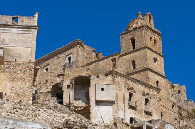 Manzarayı Craco. Basilicata. Güney İtalya.
