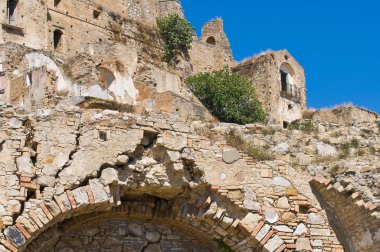 Manzarayı Craco. Basilicata. Güney İtalya.