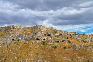 Matera panoramik manzaralı. Basilicata. Güney İtalya.