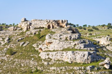 matera panoramik manzaralı. Basilicata. İtalya.