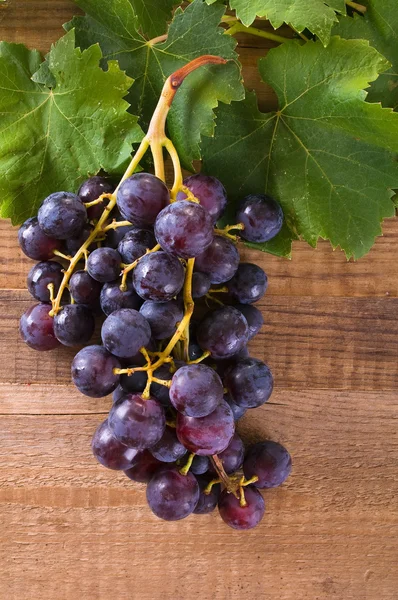 Ramo de uvas sobre mesa de madera . — Foto de Stock