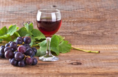 üzüm şarap kadehi ile.