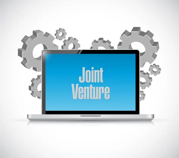 Joint Venture laptop computer sign concept — Stock Photo, Image