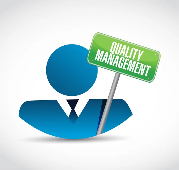 Koncepcja znak jakości zarządzania biznesmen — Zdjęcie stockowe