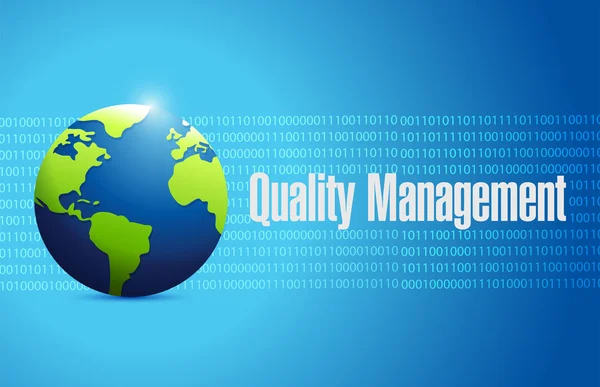Quality management binary globe sign — Stock Photo, Image