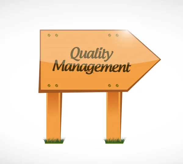Conceito de sinal de madeira de gestão de qualidade — Fotografia de Stock
