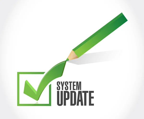 システム更新の承認のチェック マーク記号概念 — ストック写真