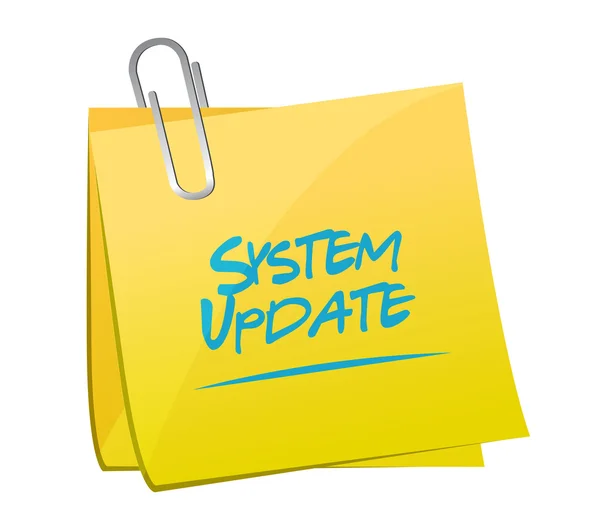 System uppdatera memo post tecken koncept — Stockfoto