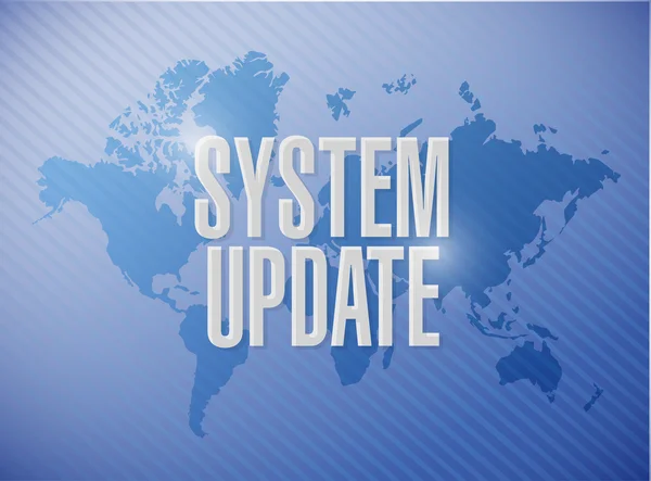 Sistema de atualização conceito de sinal de mapa mundial — Fotografia de Stock