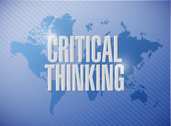 Signo de mapa mundial de pensamiento crítico — Foto de Stock
