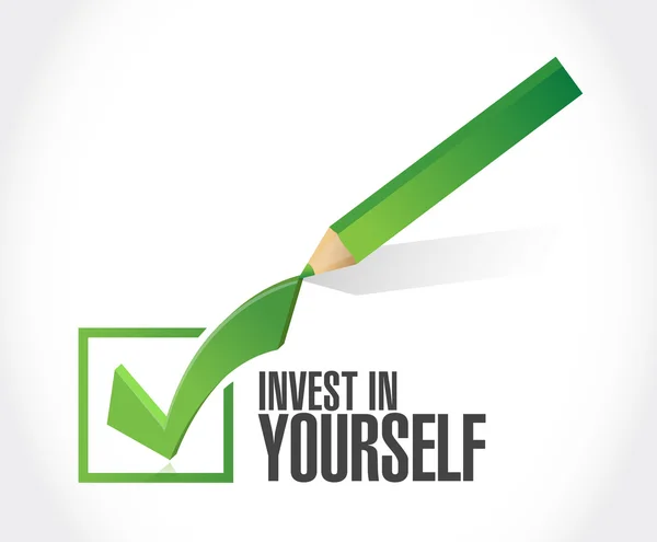 Invest in yourself check mark sign message — Stock Photo, Image