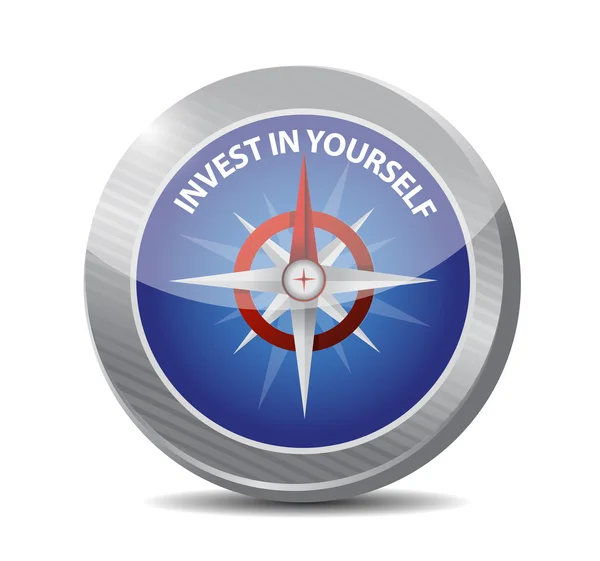 Invest in yourself compass sign message — Stock Photo, Image