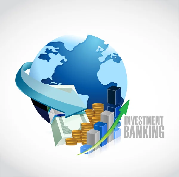 Banca de inversión signo globo y dinero de negocios — Foto de Stock