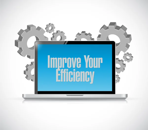 Melhore seu conceito de sinal de laptop de eficiência — Fotografia de Stock