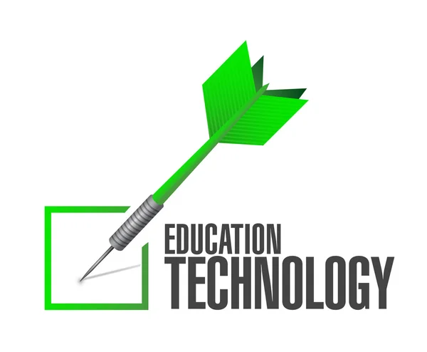 Tecnología de la educación comprobar el concepto de signo dardo —  Fotos de Stock