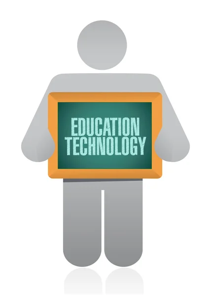 Tecnología de la educación sosteniendo concepto signo — Foto de Stock