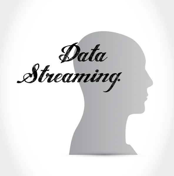 Data streaming thinking brain sign concept — Stock Photo, Image