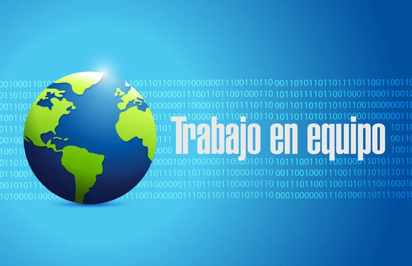 Trabalho em equipe sinal binário global em espanhol — Fotografia de Stock
