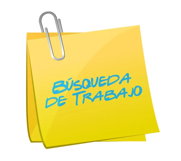 Trabalho busca post it sign in Espanhol — Fotografia de Stock