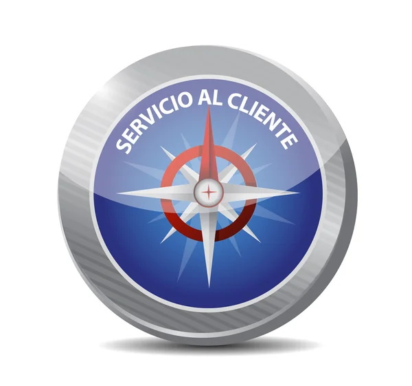Obsługi klienta kompas znak w języku hiszpańskim — Zdjęcie stockowe