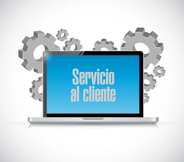 Servicio de atención al cliente laptop sign en español —  Fotos de Stock