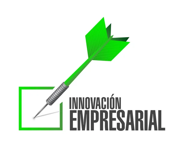 Obchodní inovace kontrola dart znamení ve španělštině — Stock fotografie