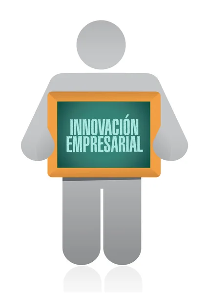 Inovação empresarial segurando sinal em espanhol — Fotografia de Stock