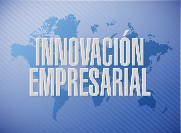 Επιχειρηματική καινοτομία παγκόσμιο χάρτη σημάδι στα Ισπανικά — Φωτογραφία Αρχείου