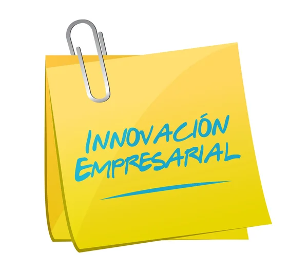Бізнес інновації memo пост знак на іспанській мові — стокове фото
