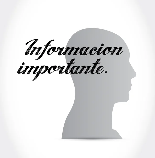 Información importante pensamiento cerebro Español signo —  Fotos de Stock