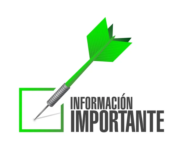 Informações importantes verificar dardo sinal espanhol — Fotografia de Stock