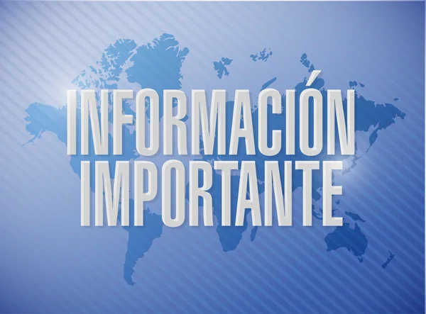 Important information world map Spanish sign — Stock Photo, Image