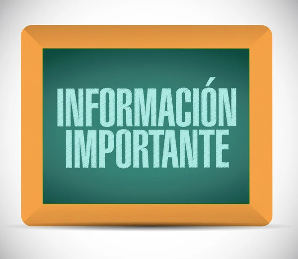 Important information chalkboard sign in Spanish — Stock Photo, Image