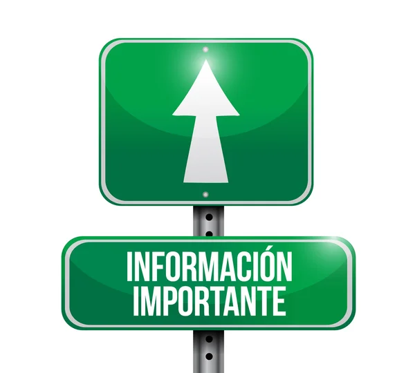 Important information road Spanish sign — Stock Photo, Image