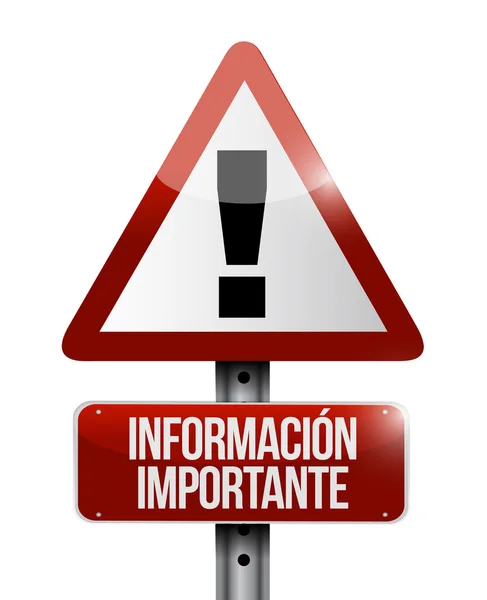 Důležité informace varování španělská značka — Stock fotografie