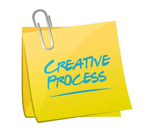 Creatieve proces memo post teken concept — Stockfoto