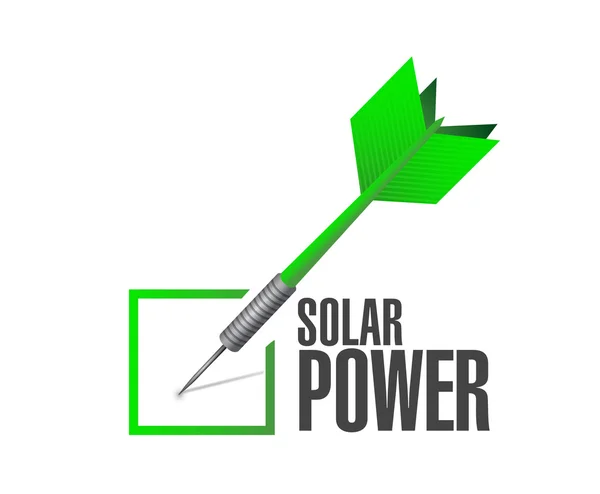 Panneau solaire vérifier fléchettes signe concept — Photo