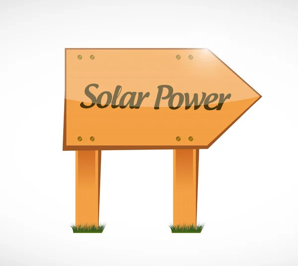 Solar Panel Holz Zeichen Konzept — Stockfoto
