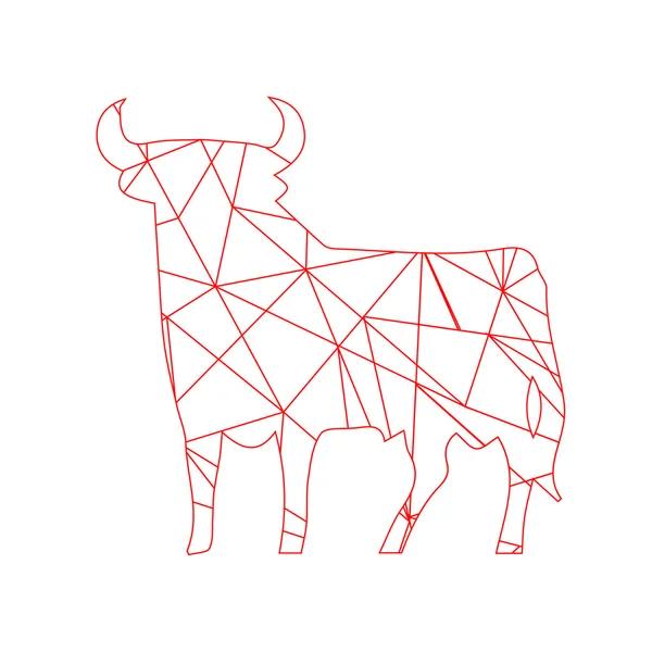 Piros absztrakt vonalak bika. Állatot, izolált — Stock Fotó