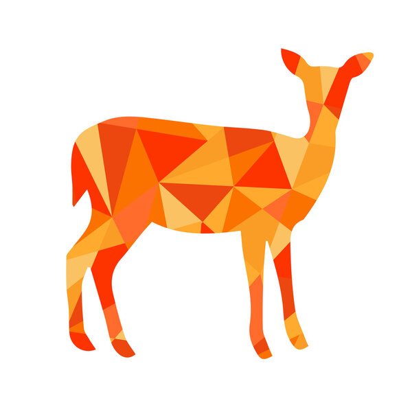 orange shapes abstract deer. Animal isolated