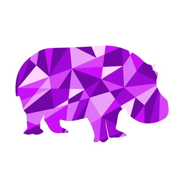 Fioletowe kształty streszczenie hipopotam. Zwierzę na białym tle — Zdjęcie stockowe