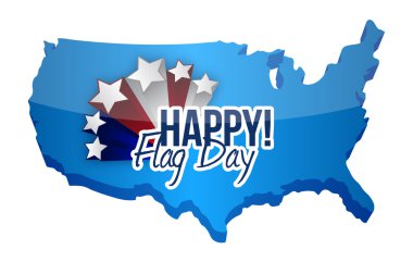 happy flag day us map illustration design clipart