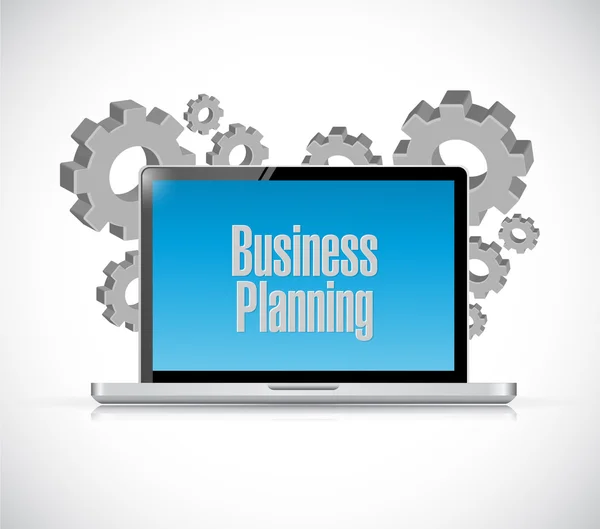 Business planning computer portatile segno concetto — Foto Stock