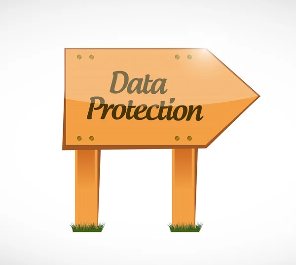 Protección de datos letrero de madera ilustración —  Fotos de Stock