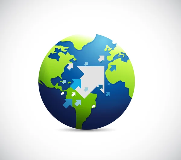 Bestemming pijlen en globe concept — Stockfoto