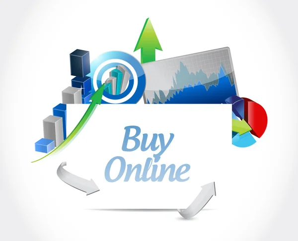 Koupit on-line podnikání grafu znamení — Stock fotografie