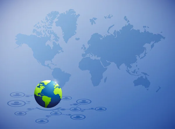 Internationella globala nätverk över en världskarta — Stockfoto