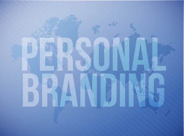 Personal branding sign over a world map background — Stock Photo, Image