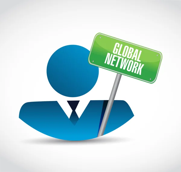 Globalt nätverk affärsman tecken koncept — Stockfoto